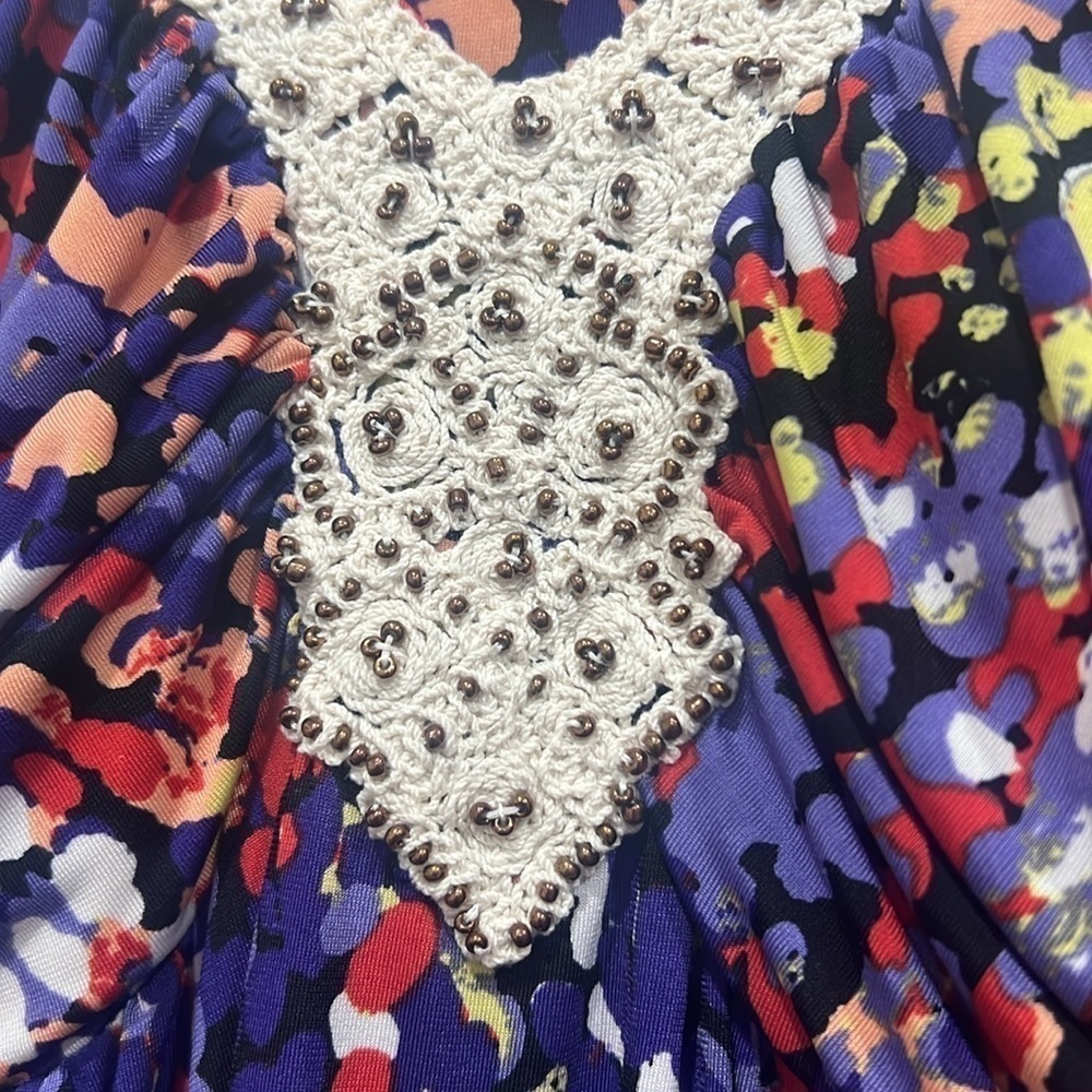 Elle colorful empire waist crochet neck support in maxi dress size M - Picture 9 of 10
